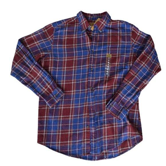 NWT Foundry Mens Red Blue Plaid Button Down Size LT Large Tall Cotton Western - Picture 7 of 7
